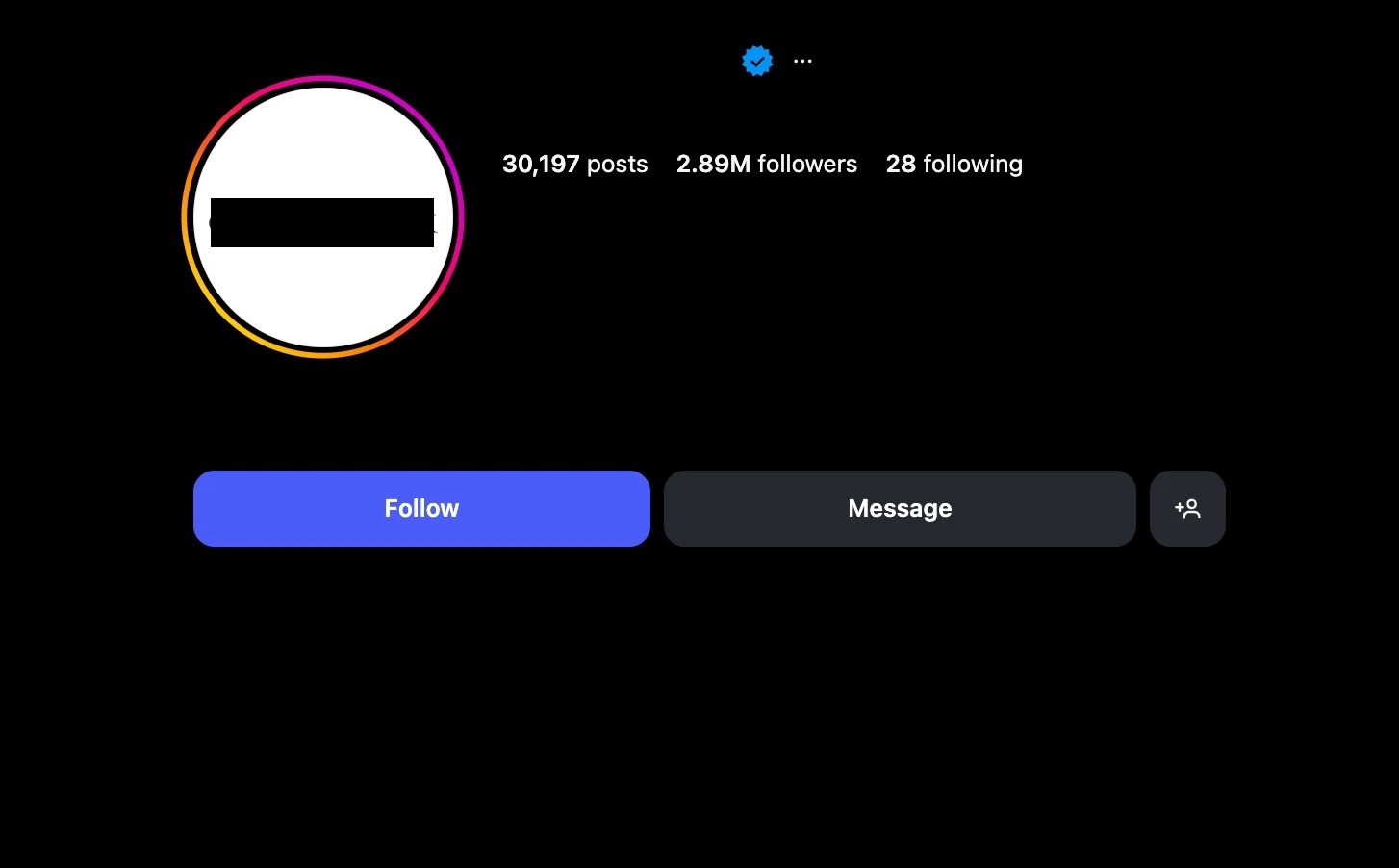 E-Commerce Profil vor Kampagne: 2,89M Follower, 30.197 Posts